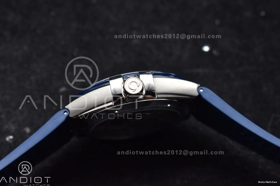 Clone Strap Gummy SS Blue Ceramic Blue 546 A8900 Blue Breathable on 1:1 Constellation VSF Super Edition Dial Best 0217